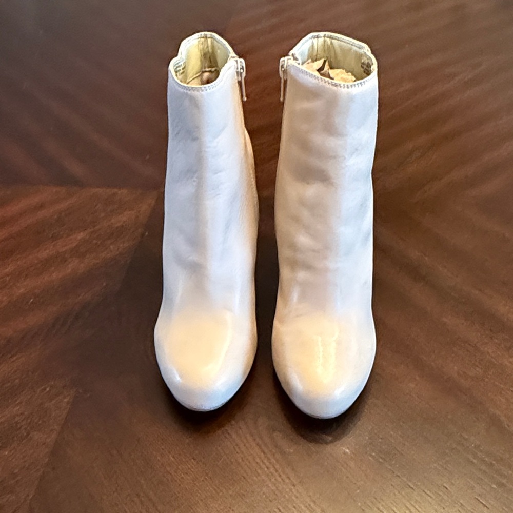 Nine West Ivory Leather Stiletto Ankle Booties NWT Size 7.5 Zip Heel Boots - Picture 10 of 13